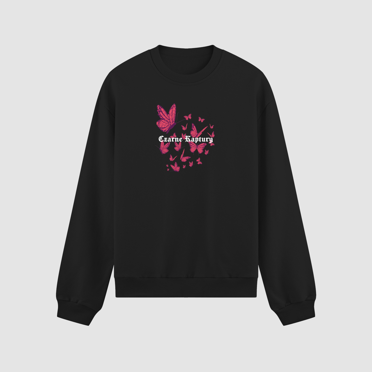 crewneck Bluza bez kaptura Różowe Motyle C00168 - obrazek 1