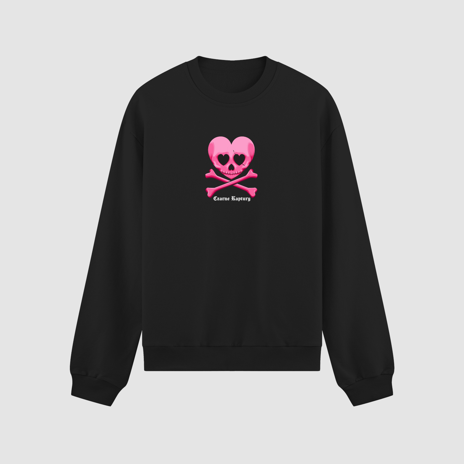 crewneck Bluza bez kaptura Czaszka Serce C00446 - obrazek 1