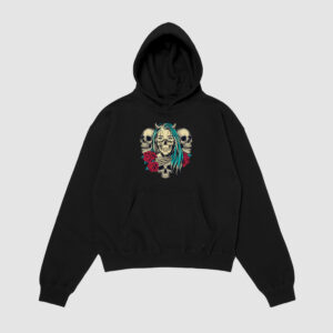 Bluza z kapturem Czaszki Róże C00323